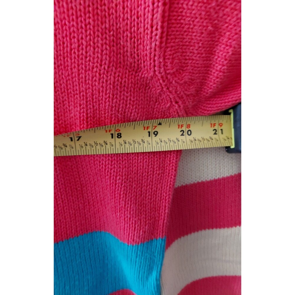 Vintage James River Traders Sweater Mens Medium Orange Striped 100% Cotton 80s - Picture 8 of 9